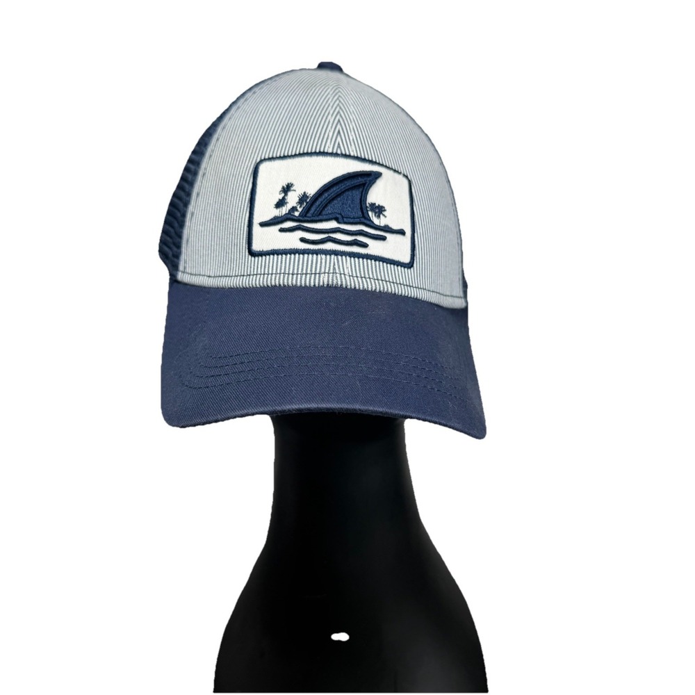 Landshark Trucker Hat Blue White OS Snapback Shark Fin Lager Patch Embroidered